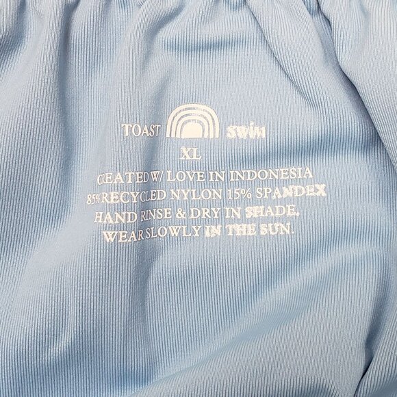 FP X Toast Swim Signature Ruffle Bandeau Top & High Hip Bottom Set XL Sky/Cobolt - Picture 7 of 15